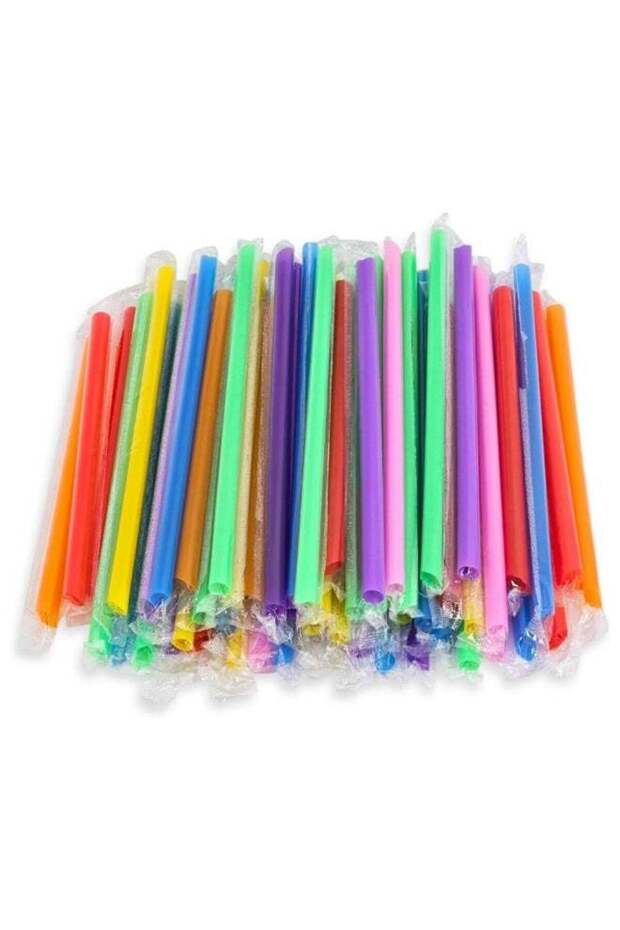 50Pcs Multi Colors Jumbo Smoothie Straws, Disposable Plastic Drinking Straws for Bubble Tea, Milkshakes and Juice, Individually Wrapped
