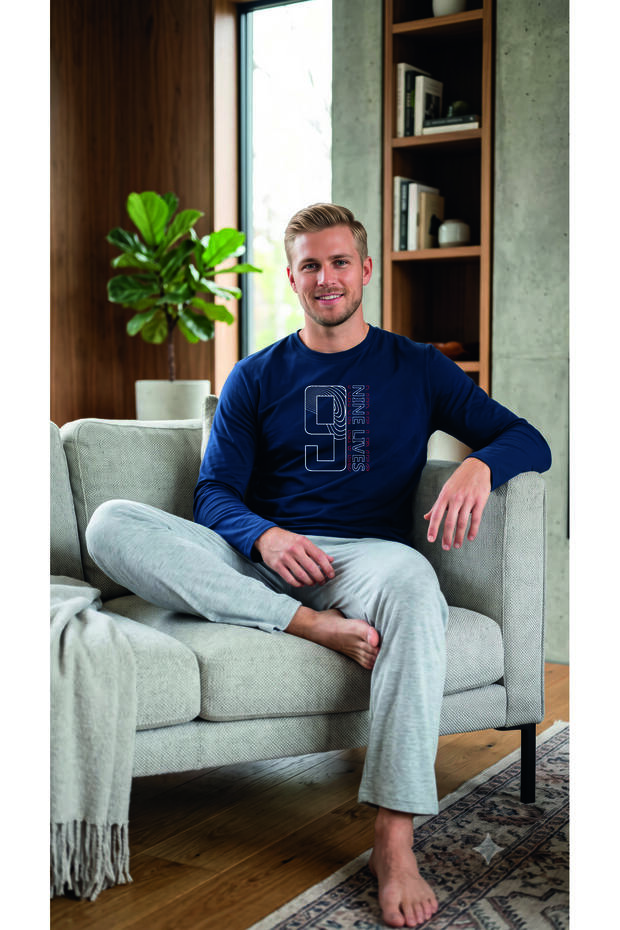 Combed Cotton Single Jersey (Thin) Long Sleeve Men's Pajama Set