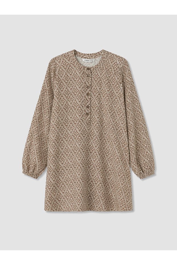 Rmz Gi̇yi̇m Farkiyla Dik Roba Collar Embroidered Women's Shirt Tunic