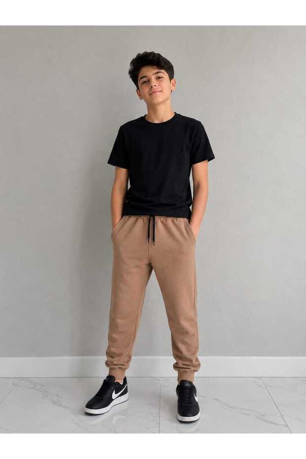 Unisex Jogger Pants with Pockets, Compact Fabric, Plain School Sweatpants