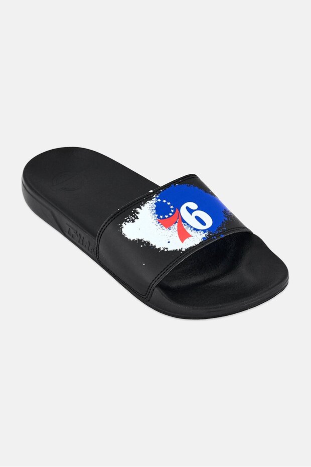 Kids Boy Philadelphia 76ers Spray Paint Slip On Slide, Black