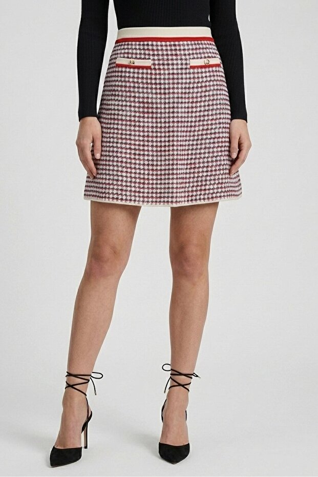 Women Knitted Mini Skirt, Multicolor