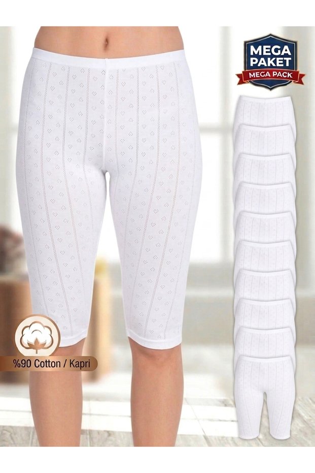 10-Pack 90% Cotton Women's Knee-Length Underwear Shorts under Dress Shorts Long Leggings Jacquard Fabric Breathable Flexible Comfortable Daily Use - 51