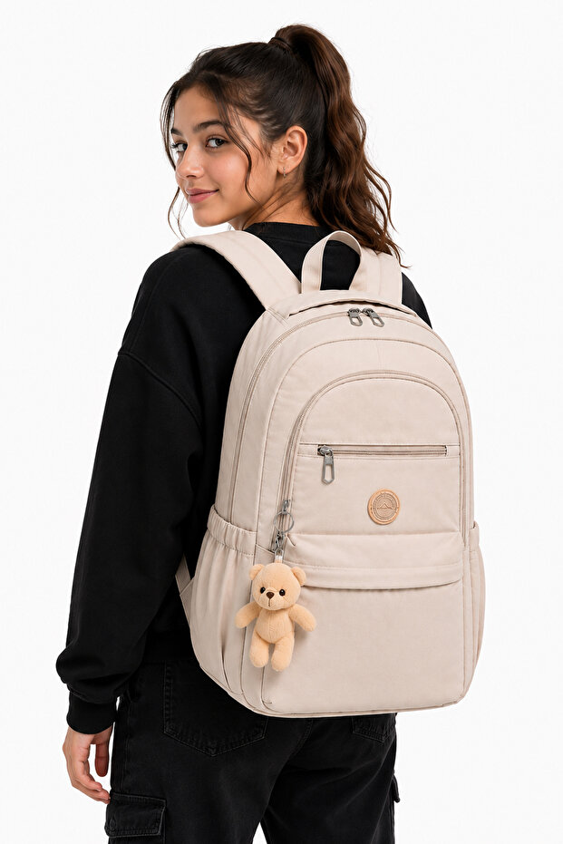Crinkle School Bag Backpack Daily Trip Sports Travel Vacation Multi-Compartment Tablet Laptop Compartment