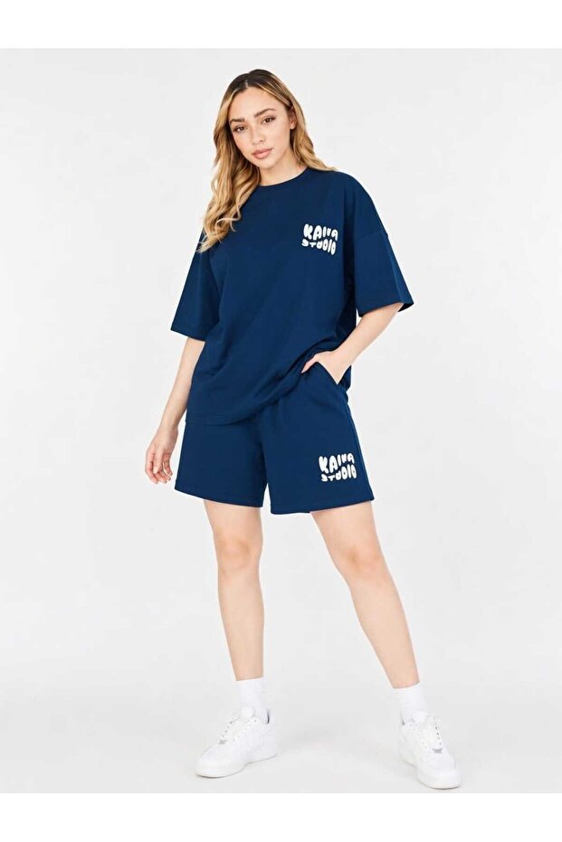 Women's Kaira Studio Printed 100% Cotton Oversize Shorts 2-Piece Set Casual Short Sleeve Set