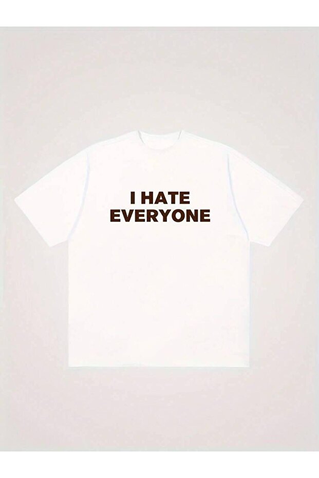 تي شيرت رجالي بأكمام قصيرة بطباعة إبداعية "I Hate Everyone"، قميص كاجوال برقبة دائرية، متعدد الاستخدامات ومريح، مجموعة الربيع/الصيف