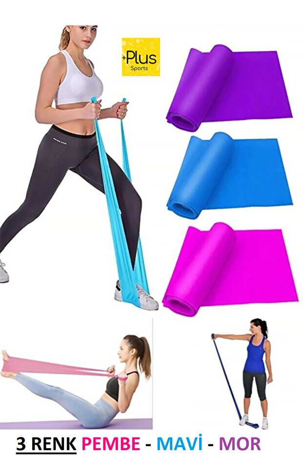 Light-Medium-Hard Resistance Pilates Band Set of 3 90X7.5 cm