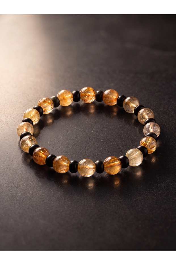 Citrine - Obsidian Natural Stone Bracelet (8 mm)