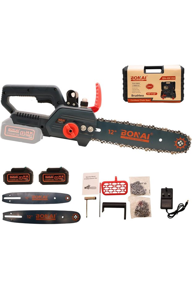 2-in-1 Cordless Chainsaw Kit, 10" & 12" Guide Bars, 2800W High-Power Motor, 18000RPM, 168V 6.0Ah Lithium Battery, Portable Electric Chain Saw for Tree Pruning & Wood Cutting