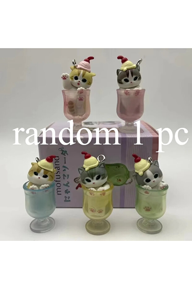 random 1 pc Mufosand Ice Cream Cat Blind Box 5pc Kawaii Dessert Keychain Set Cute Anime Figure Colle