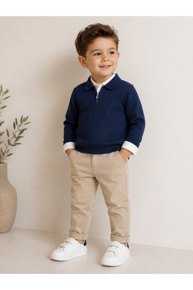 Mct Baby Premium Knitwear Shirt Collar Boys' Set
