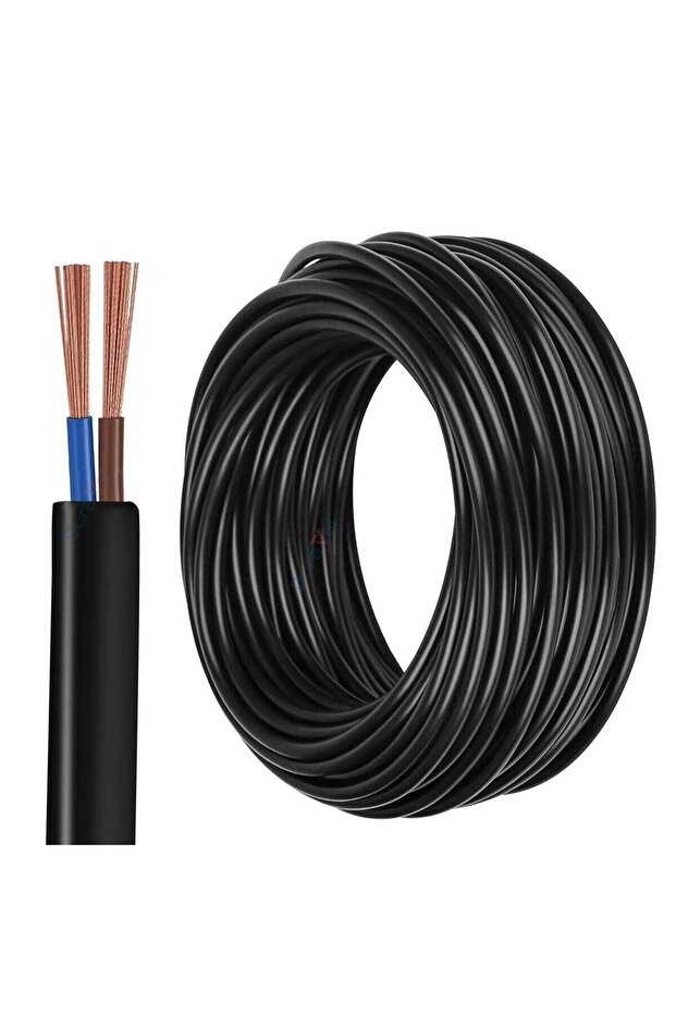 Black PVC Insulated Electrical Cable Wire - 2 Core 2.5 Meter, 2.5MM