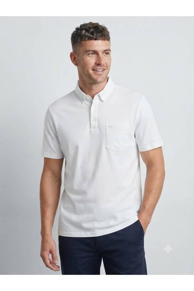 Stylish Non-Curling Polo Collar Pocket T-Shirt for the Workplace