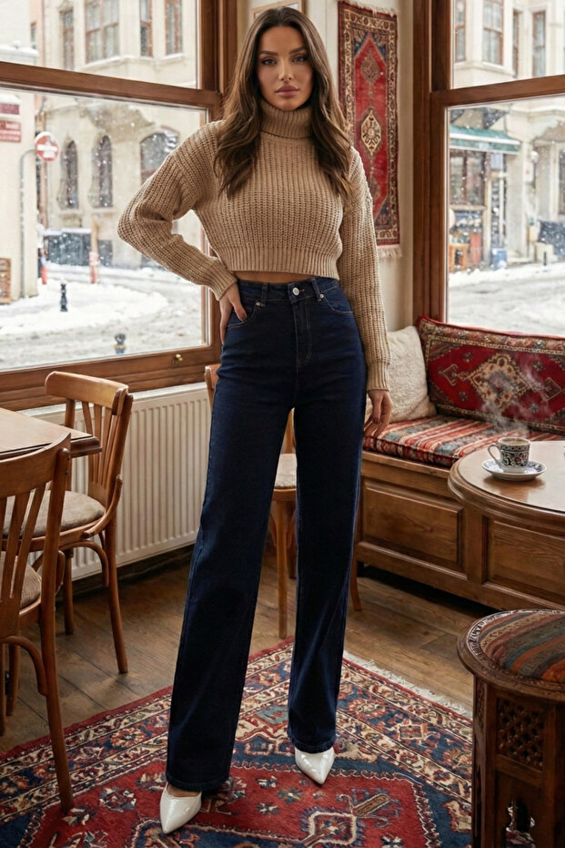 Navy Blue - Palazzo Jeans