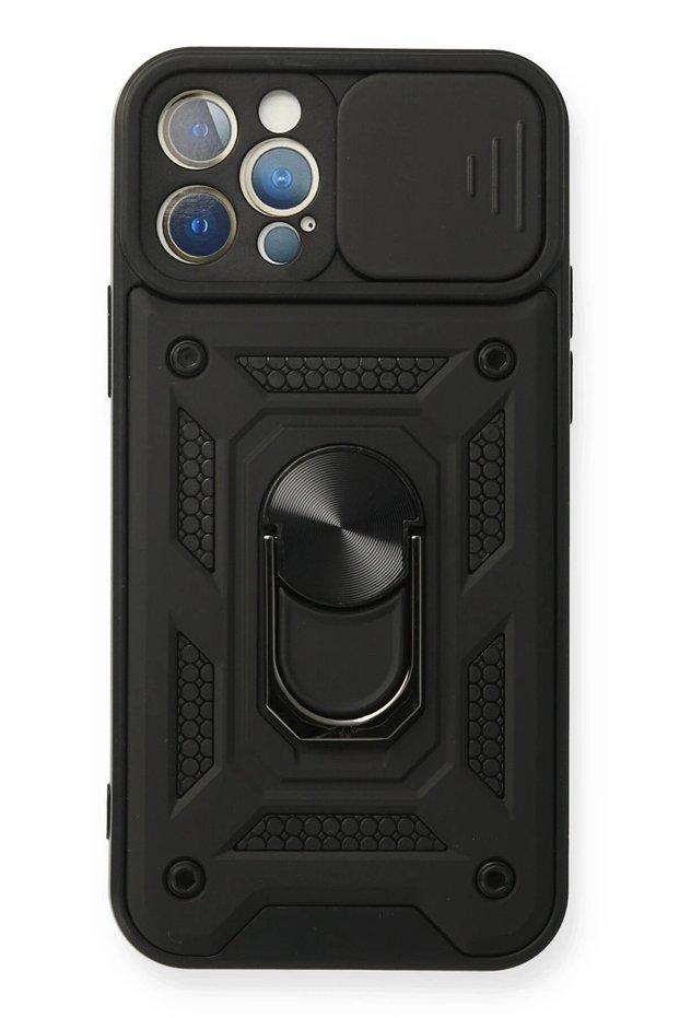 حافظة CONCEPTA لهاتف iPhone 12 Pro مصنوعة من السيليكون مع حلقة عدسة Pars (191136) - أسود