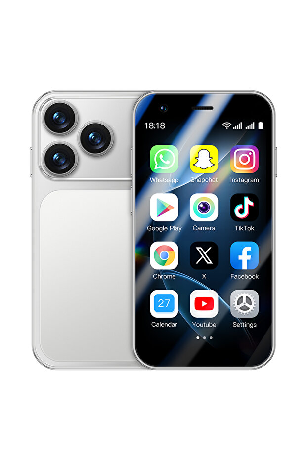 Silvery ONEMYTH A17 Mini Android8.1 Smart Phone 3.0 Inches 2GB RAM 16GB ROM Dual SIM Standby Play St