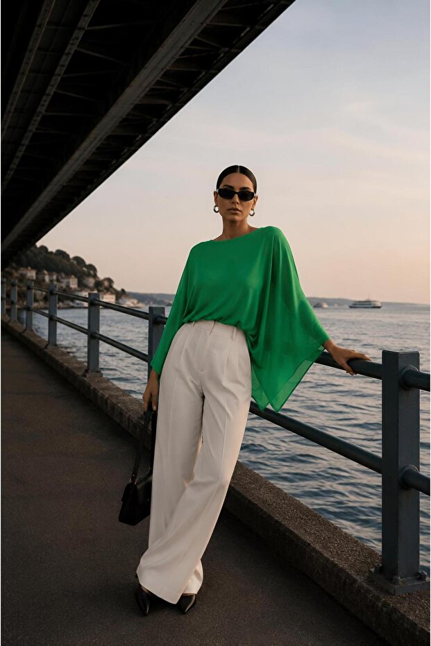 Etoile Drapeli Flowy Viscose Premium Textured Boat Neck Stylish Blouse\ Poncho\ Cape