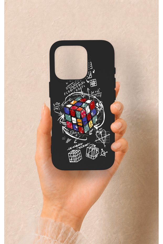 Rubik's Cube Patterned Silicone Case Compatible with iPhone 16 Pro