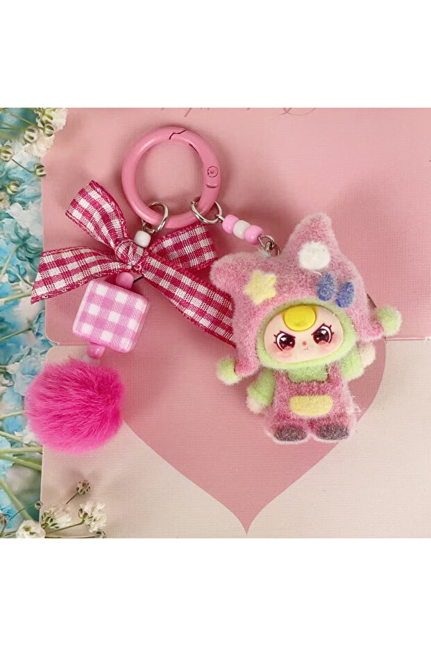 I Dopamine Baby Three Years Flocking Doll Keychain Backpack Pendant Key Accessories Children'S Gi.