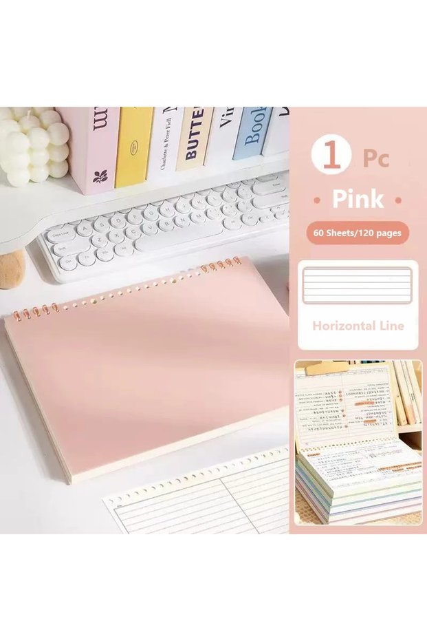 Pink Style A Loose-leaf Journal B5 Stationery 60 Sheets/120 Pages Diary Sketchbook Notepad Notebooks