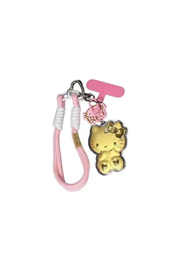 MINISO KT Hello Kitty سلسلة مفاتيح، تعليقة حقيبة، حزام هاتف، تعليقة محفظة، سحّاب حقيبة بتصميم كاواي، هدية