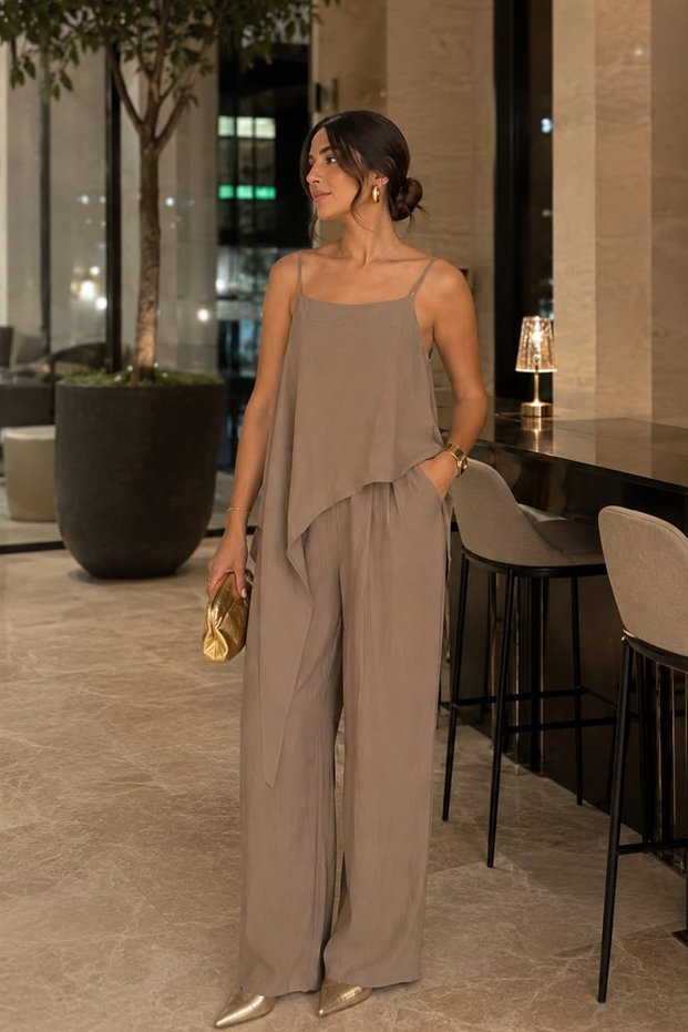 Asymmetrical Layered Detailed Adjustable Strap Double Set