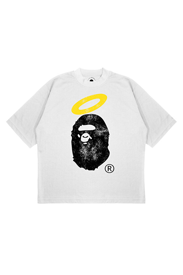 Unisex Oversize a Bathing Ape Angel Printed Boxy Fit Thick Fabric (240Gsm) T-Shirt