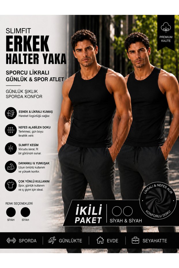 Slimfit Men's Halter Neck Sportsman Lycra Casual & Sports Athlete