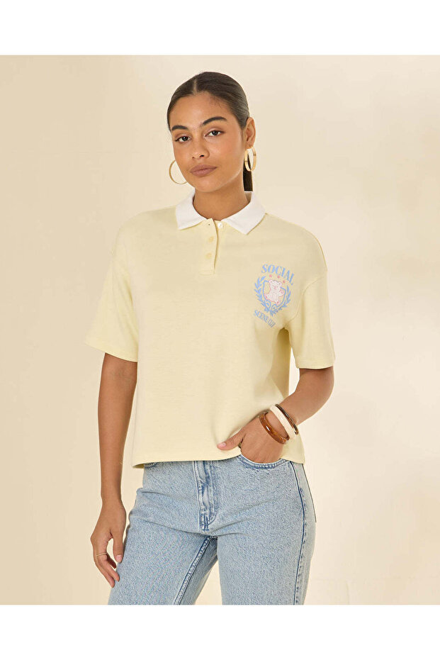 Women Yellow Modal Polo T-Shirt
