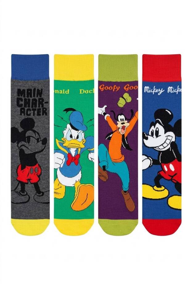Licensed Mickey Mouse Men's Socks 4-Pack Adult Cotton Socks Daily Socks Gift Socks Mc22194