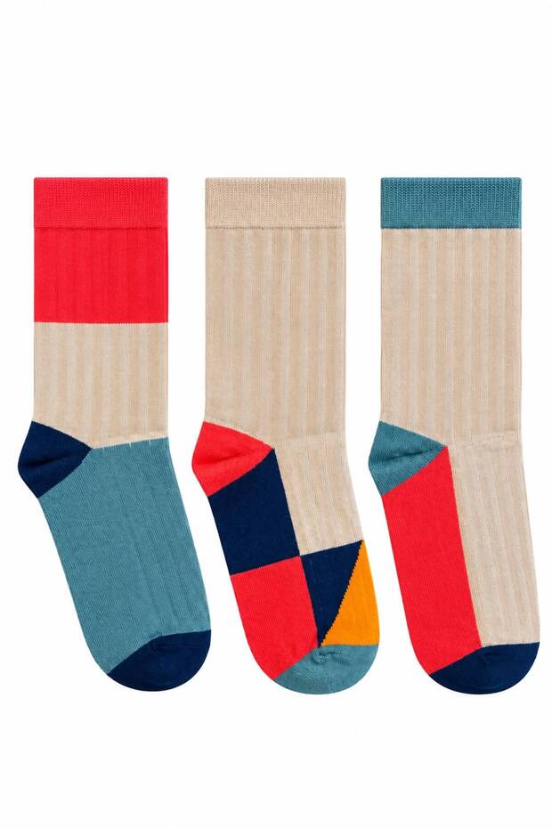 Blocked Retro Socks Cotton Unisex 3-Piece Socket Socks Colorful Casual Socks Comfortable Socks Gift Socks Sc22785
