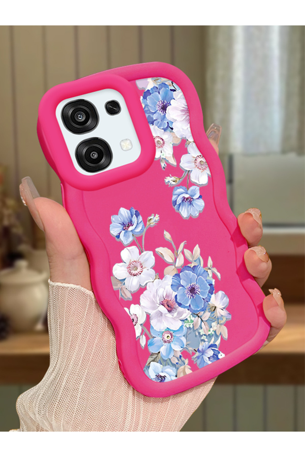 Oppo F31 5g Compatible Case Camera Protector Red Silicone Couple Phone Case Floral Pattern