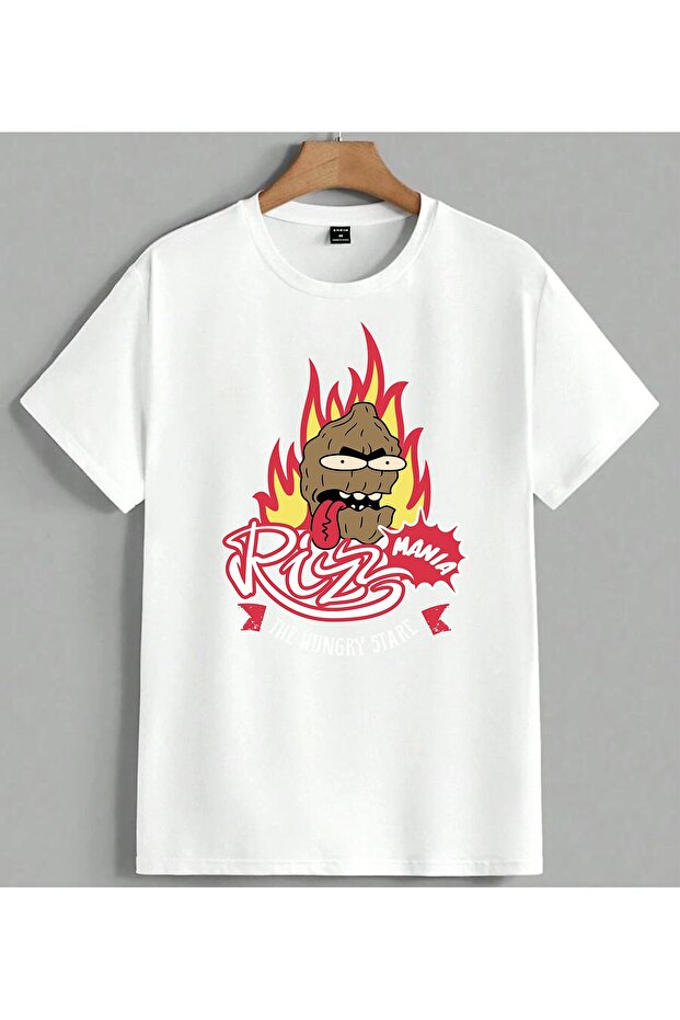 Rizz Character Ates Comic Printed Unisex Oversize T-Shirt White