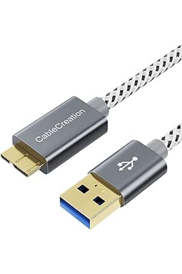 كابل USB 3.0 قصير من CableCreation بطول 1 قدم، كابل USB 3.0 من النوع A إلى Micro B | كابل بيانات بسرعة 5 جيجابت في الثانية، يو إس بي 3
