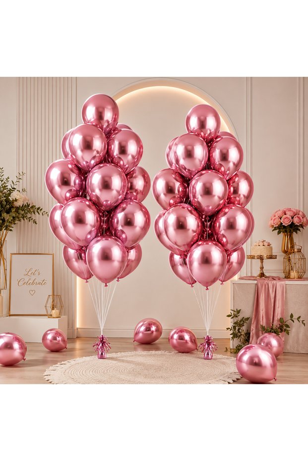 Can Ornament 10 Pieces Metallic Balloon-Pink