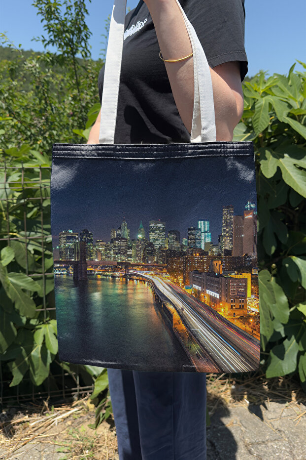 New York V4 Double-Sided Summer and Winter Canvas Print Tote Bag