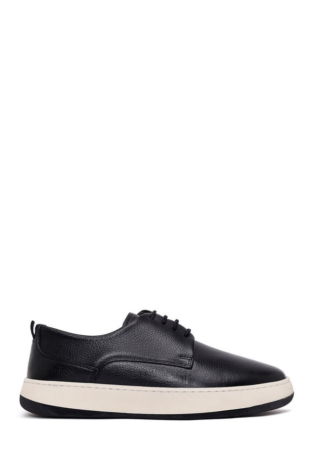 Men's Black Lace-Up Thick Soled Leather Casual Shoes Wm700003Df