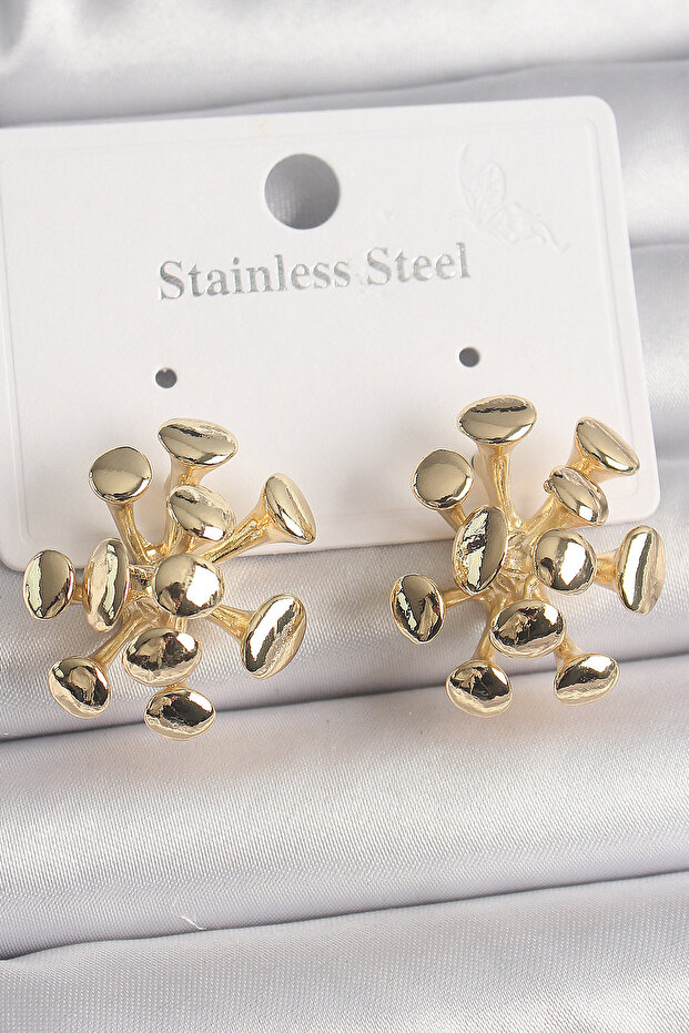 Brass Gold Color Virus Figure Model Women's Earrings