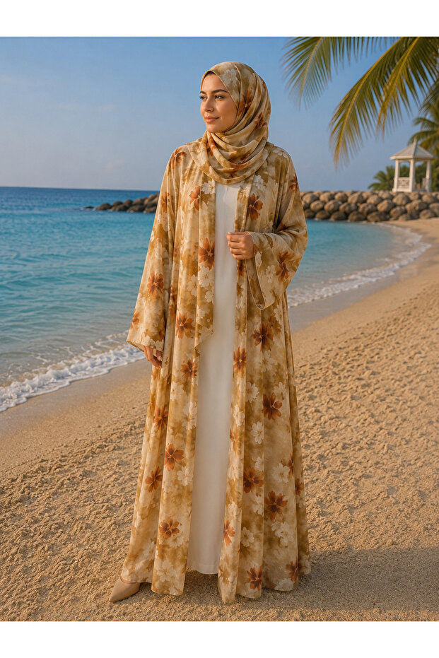 Beautiful printed double layer chiffon Abaya&Hijab