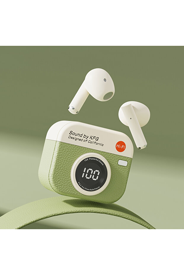 green Q86 Bluetooth 5.3 Wireless Headphones Power LED Digital Display 24hours Endurance HiFi Gaming