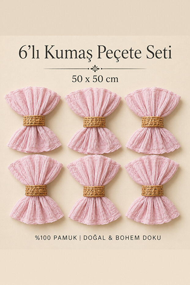 Napkin Holder 6-Piece Bohemian Napkin Set Wedding 100% Cotton Crinkled Textured Engagement Organization Table Napkin