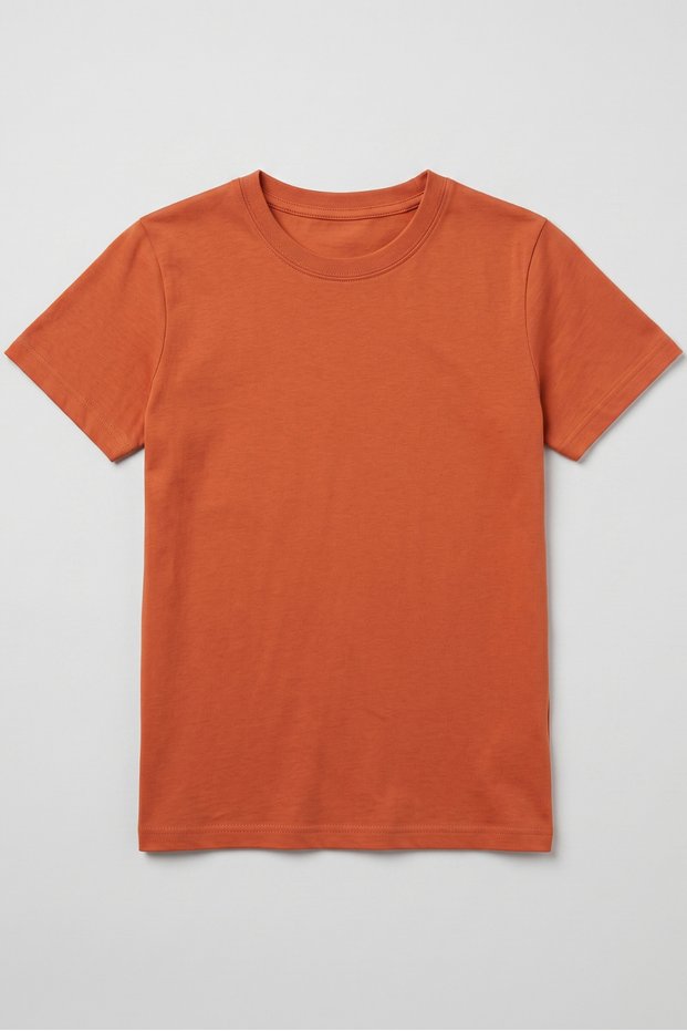 Boy's T-Shirt Orange Short Sleeve T-Shirt Basic Anti-Sweat Flexible Fabric 100% Cotton Seasonal Tshirt Plain Unprinted (2-13 Years)