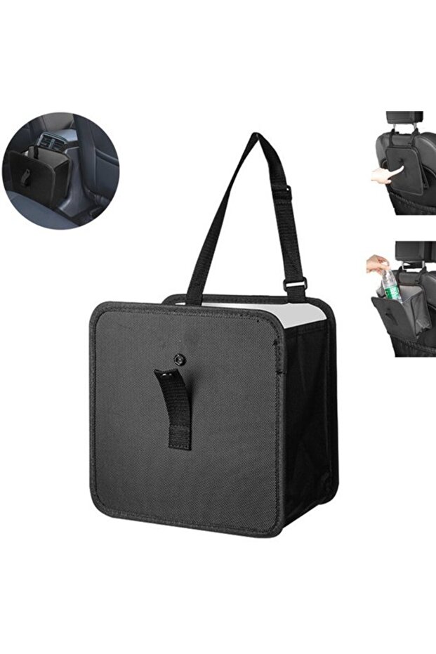 Car Trash Can - Foldable Portable Leak-proof Hanging Rubbin Bag - Essential Accessory - Black