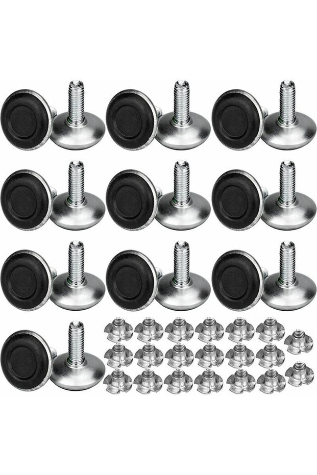 A set of 20 adjustable furniture legs, M8x20x30mm - table and chair leveling supports