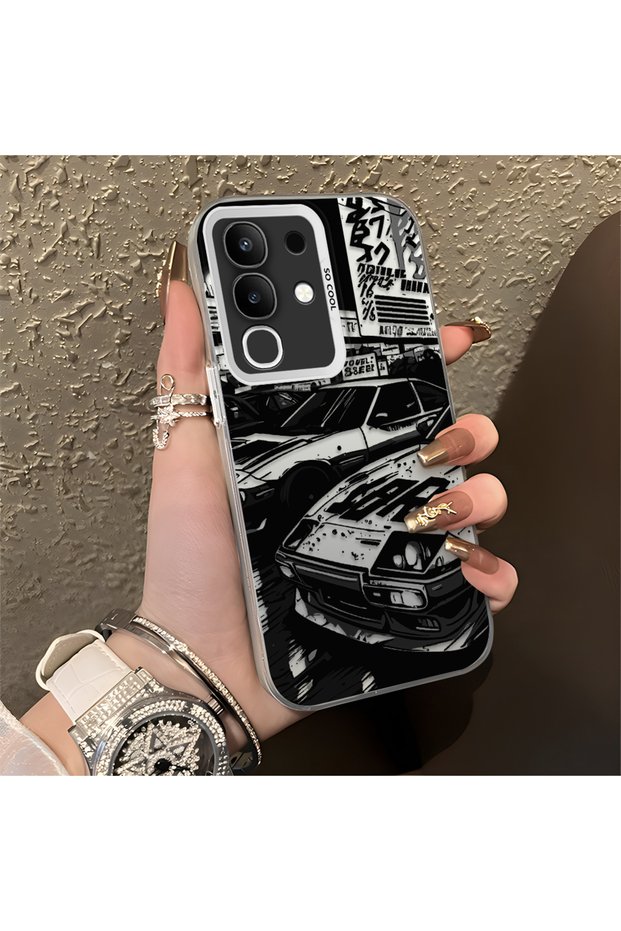 Vivo Y29 4g Compatible Manga Drawing Classic Car Plain Print Quality Silicone Case