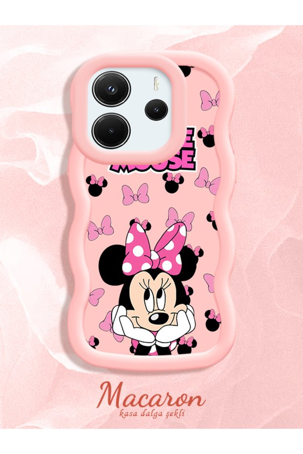 Redmi Note 14 4g Compatible Wavy Frame Mouse Cartoon Patterned Quality Silicone Phone Case
