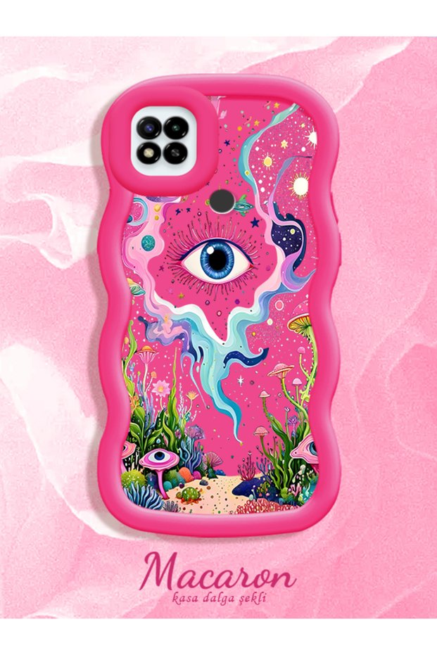 Redmi 9C/10A Compatible Colorful Psychedelic Eye Mushroom Drawing Flat Print Case