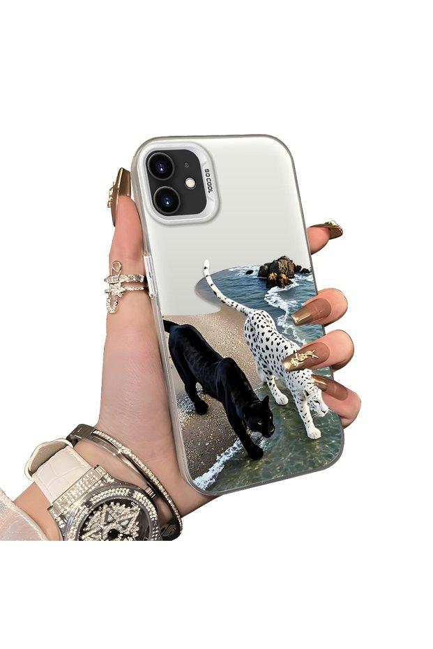 iPhone 12 Mini Compatible Hard Acrylic Back Silicone Edge Lens Protection Case