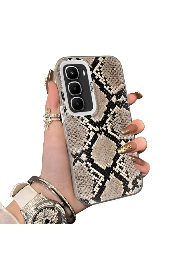 Infinix Hot 60 Pro Plus Compatible Hard Acrylic Back Silicone Edge Lens Protection Case