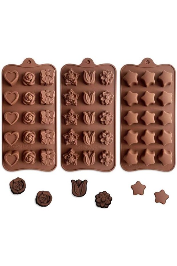 Silicone chocolate mold set for home baking - 3 bonbon molds - child-friendly baking mold - bonbon cake jelly - baking with silicone molds